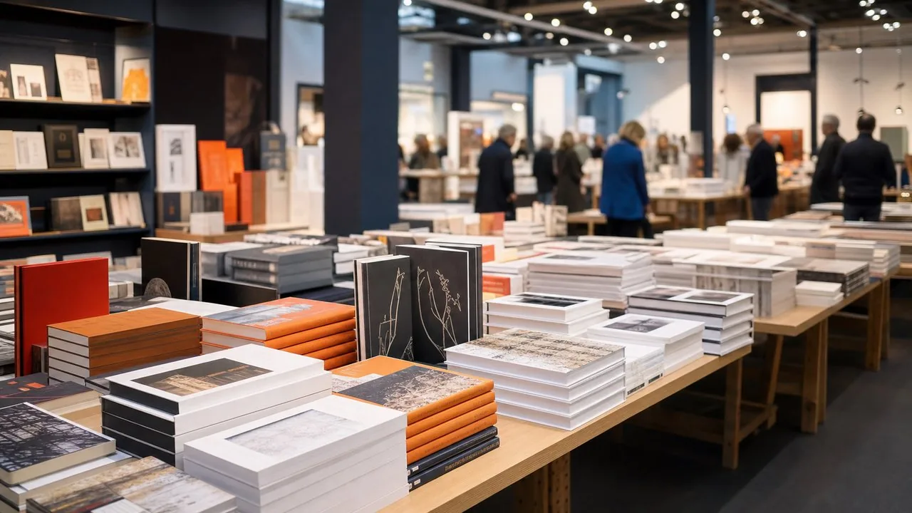 Salon du livre et piles d'ouvrages dans le secteur de l'édition
