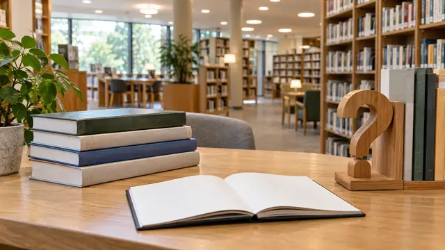 Table de consultation et point de repère dans une bibliothèque publique