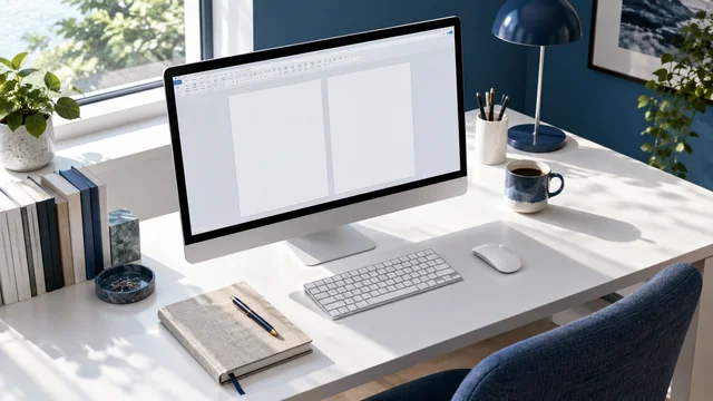 Écran de traitement de texte et clavier dans un espace de travail épuré